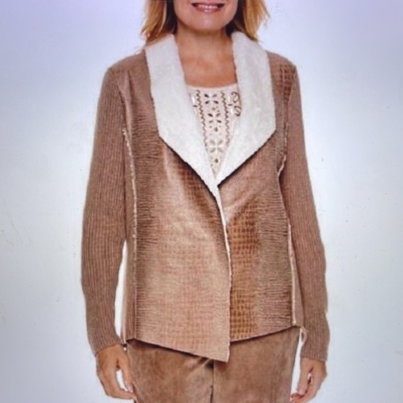 Alfred Dunner Twilight Point Moleskin Sweater Jacket - Picture 4 of 10